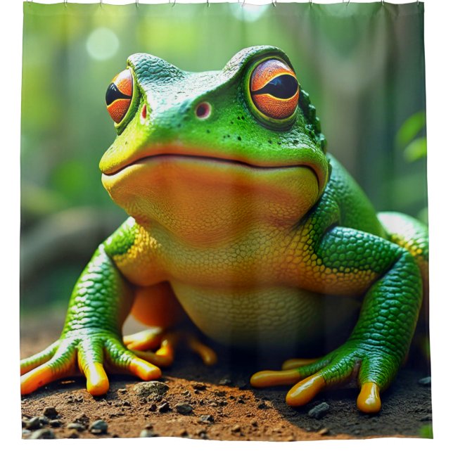 Grüner Frosch Duschvorhang (Vorderseite)