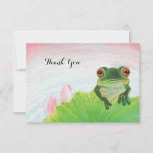 Grüner Frosch Entspannen im Teich Dankeskarte
