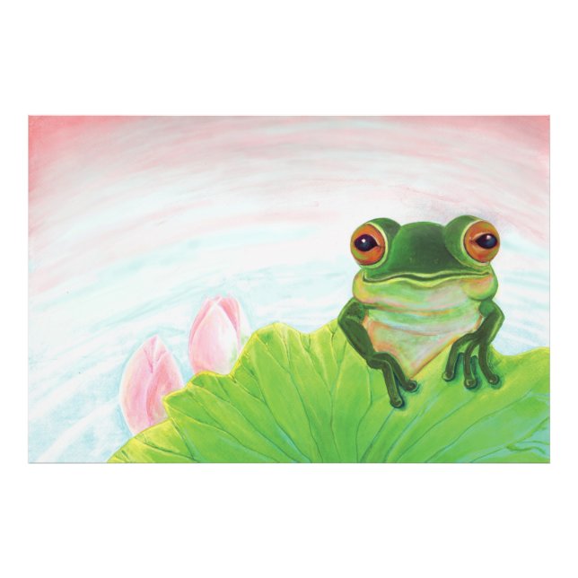 Grüner Frosch Entspannen im Teich Fotodruck (Vorne)