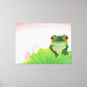 Grüner Frosch Entspannen im Teich Leinwanddruck