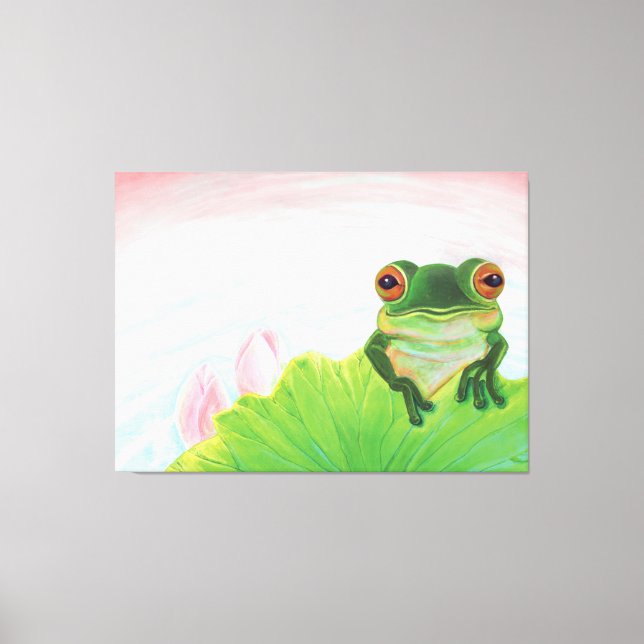 Grüner Frosch Entspannen im Teich Leinwanddruck (Vorderseite)