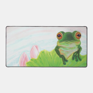 Grüner Frosch Entspannen im Teich Schreibtischunterlage