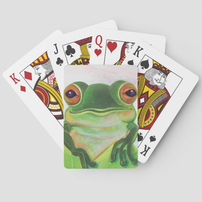 Grüner Frosch Entspannen im Teich Spielkarten (Rückseite)
