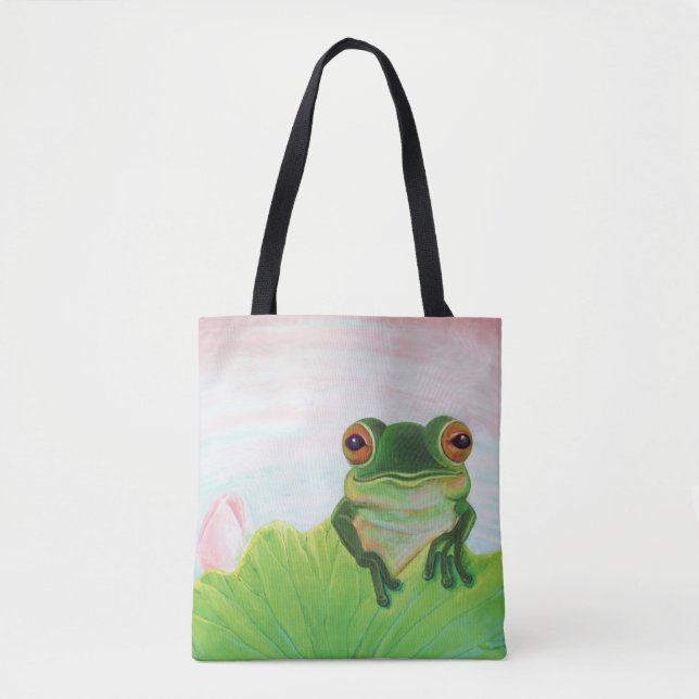 Grüner Frosch Entspannen im Teich Tasche (Vorderseite)