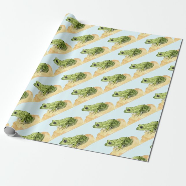 Grüner Frosch Geschenkpapier (Ungerollt)