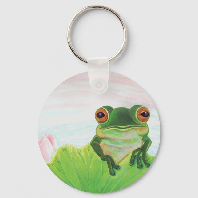 Grüner Frosch hinter dem Schlüsselanhänger der Lil (Vorderseite)