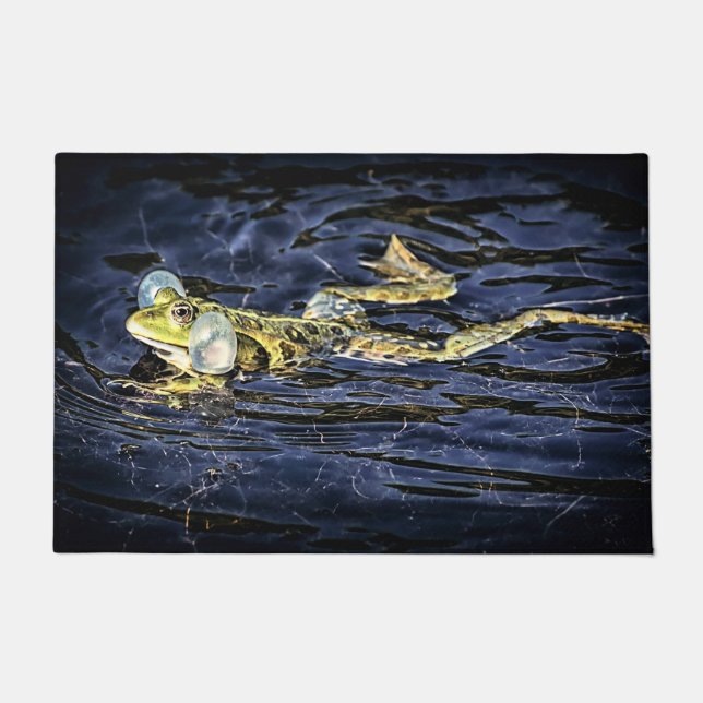 Grüner Frosch im Teich Fußmatte (Vorderseite)