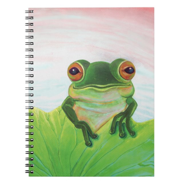 Grüner Frosch im Teich Notizblock (Vorderseite)