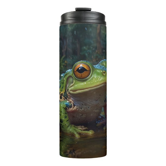 Grüner Frosch in einem Teich Thermosbecher (Vorderseite)