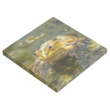 Grüner Frosch in glattem Wasser Akrylenmalerei