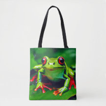 Grüner Frosch in tropischer Dschungel-Tasche