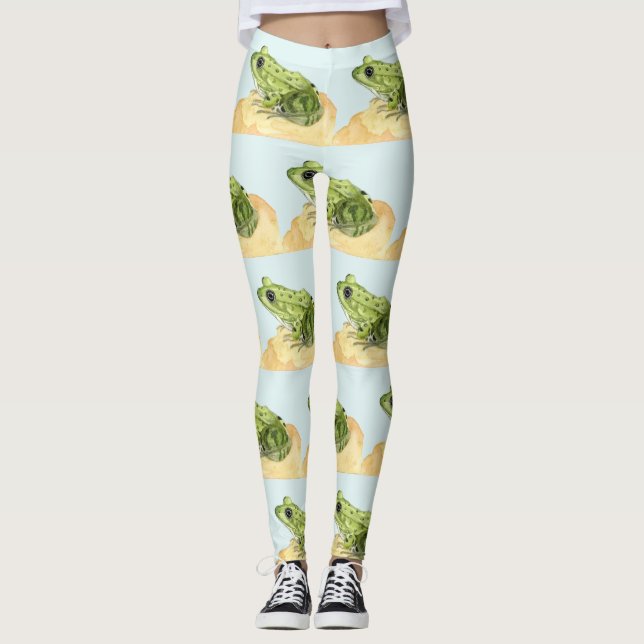 Grüner Frosch Leggings (Vorderseite)