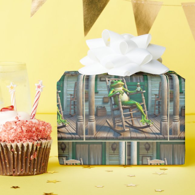 Grüner Frosch mit einer Bierflasche Geschenkpapier (Geburtstagsparty)