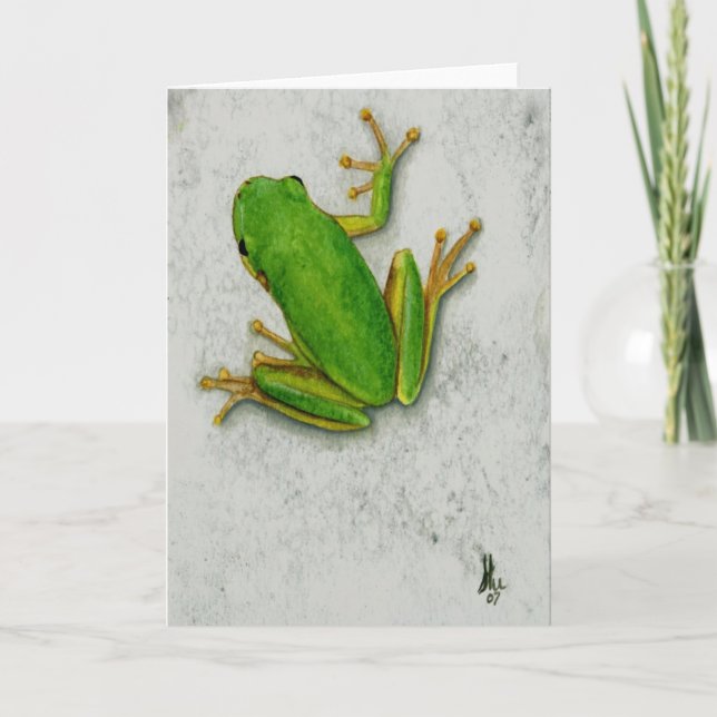 Grüner Frosch-Raum-Gruß-Karte Karte (Vorderseite)