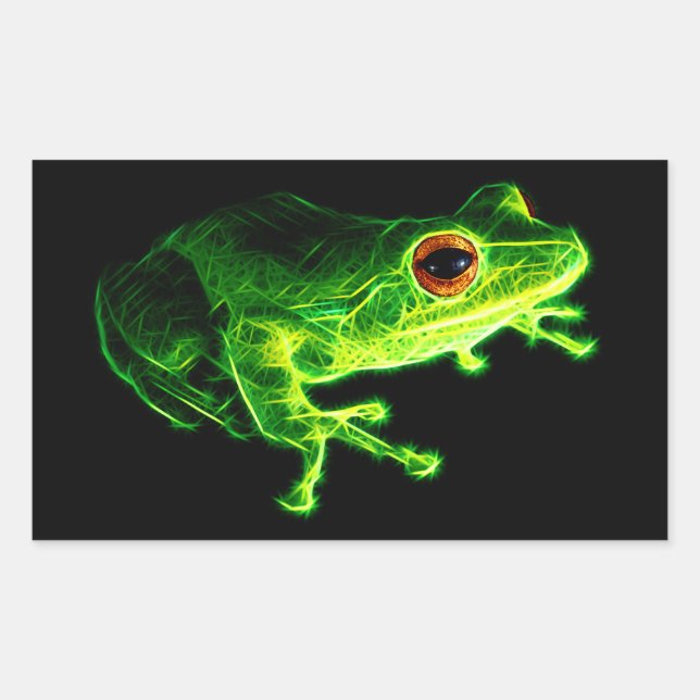 Grüner Frosch Rechteckiger Aufkleber (Vorderseite)
