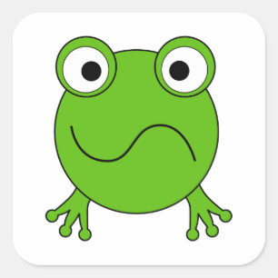 Grüner Frosch. Sieht verwirrt aus. Quadratischer Aufkleber