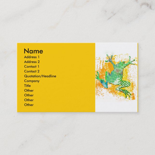 Grüner Frosch-Springen Visitenkarte (Vorderseite)