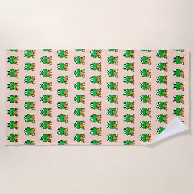 Grüner Frosch Strandtuch (Vorderseite)