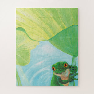 Grüner Frosch unter Lily Pad
