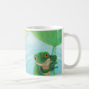 Grüner Frosch unter Lily Pad Kaffeetasse