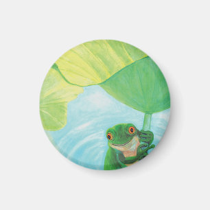 Grüner Frosch unter Lily Pad Magnet