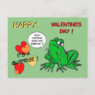 Grüner Frosch Valentinstag Postkarte