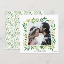 Grüner Frühling Botanische Kräuter Save the Date Einladung