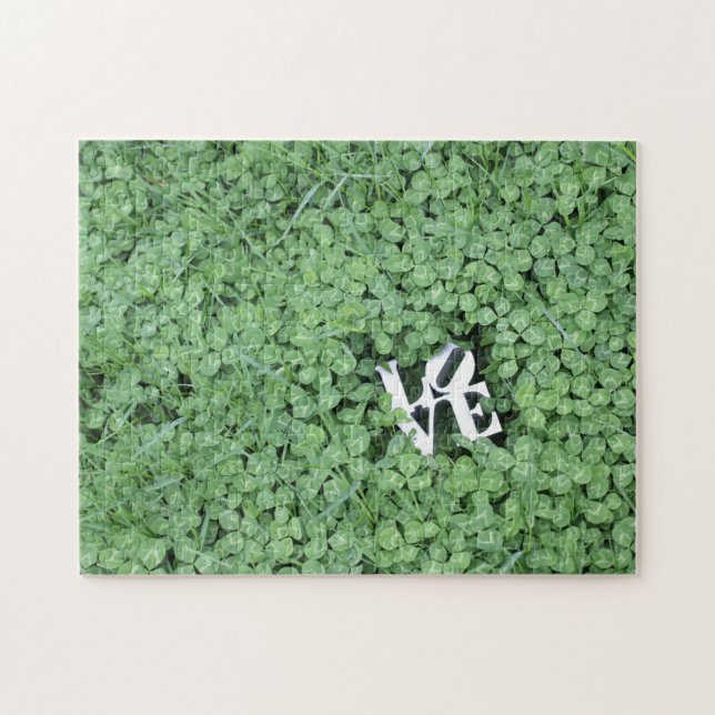 Grüner Frühling Clover LIEBE Hochzeit Foto Kunst S (Horizontal)
