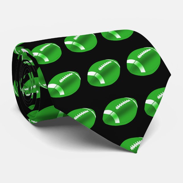 Grüner Fußball auf Black Necktie Krawatte (Gerollt)
