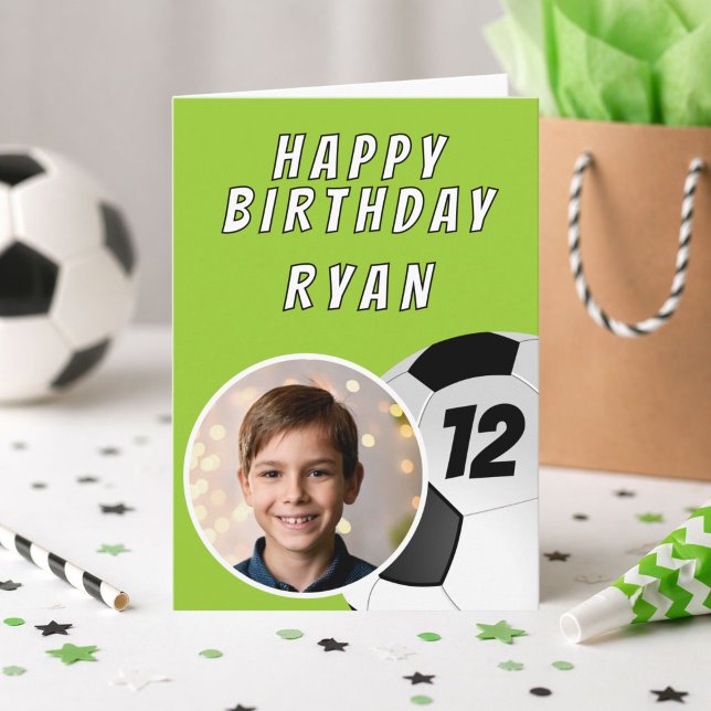 Grüner Fußball Foto Geburtstag Karte (Von Creator hochgeladen)