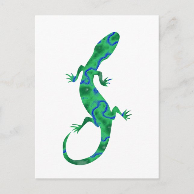 Grüner Gecko ArtDeco Postkarte (Vorderseite)