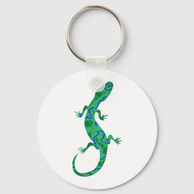 Grüner Gecko ArtDeco Schlüsselanhänger (Vorderseite)