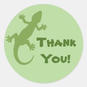 Grüner Gecko danken Ihnen Runder Aufkleber