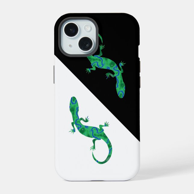 Grüner Gecko iPhone 15 Hülle (Rückseite)