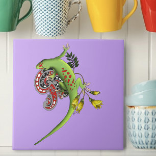 Grüner Gecko Stammes-Lavendel Rot Fliese