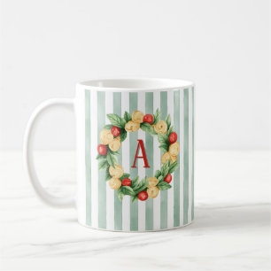 Grüner gestreifter Pasta-Kranz Initialen Tasse