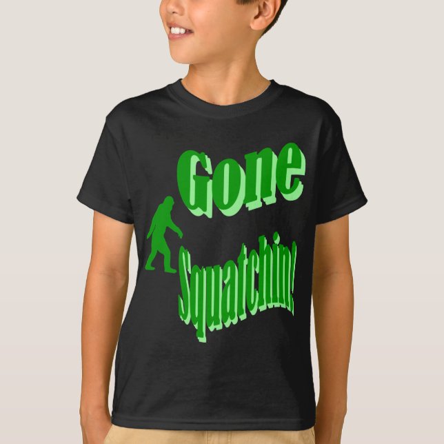 Grüner gezogener Squatchin-Slogan T-Shirt (Vorderseite)