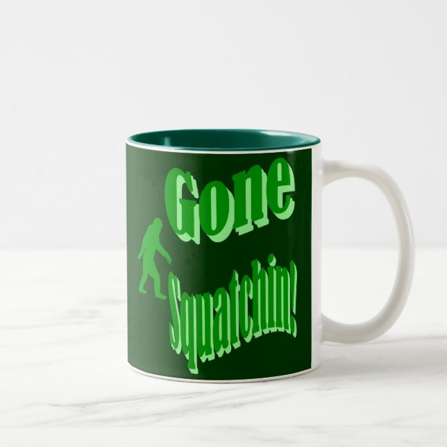 Grüner gezogener Squatchin-Slogan Zweifarbige Tasse (Rechts)