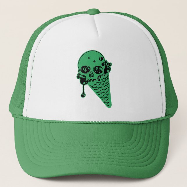 Grüner Gifteis Creme Cone Trucker Hat Truckerkappe (Vorderseite)