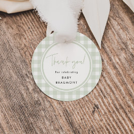 Grüner Gingham-Babyshower-Geschenkanhänger Geschenkanhänger