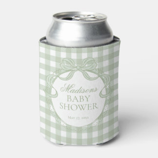 Grüner Gingham Coquette Bogen Baby Shower Geschenk Dosenkühler