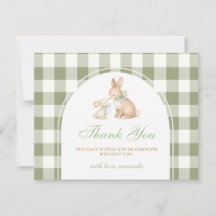 Grüner Gingham-Hase Frühling Ostern Babyparty