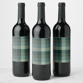 Grüner Gingham-Karo-Karo-Design Weinetikett