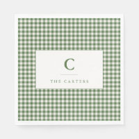 Grüner Gingham-Karofamilienname Monogramm Anfangsb