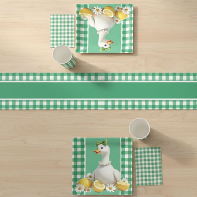 Grüner Gingham  Kurzer Tischläufer (Von Creator hochgeladen)