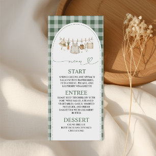 Grüner Gingham Lokal Angebaut 4x9 Menükarte