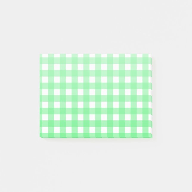 Grüner Gingham Post-it Klebezettel (Vorderseite)