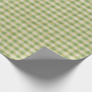 Grüner Gingham-rustikaler Effekt Geschenkpapier