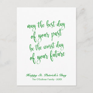 Grüner Glitter Alter Irischer Segen St. Patrick's  Postkarte