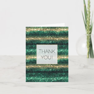 Grüner Glitter Glam Gold Streifen Danke